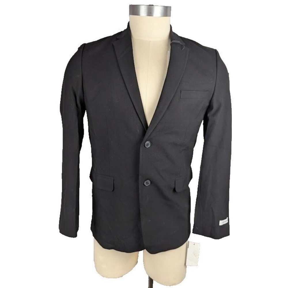 Calvin Klein Big Boys Husky Stretch Slim Fit Suit Jacket Black Size 20H